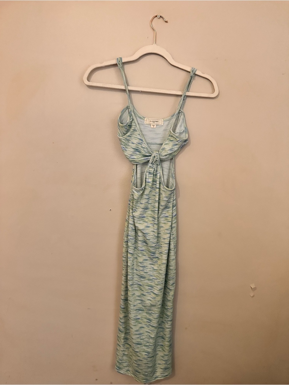 No Comment NY LA Light Blue Green Tie-Front Maxi Dress size Small